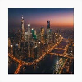 Shanghai Skyline At Dusk Canvas Print