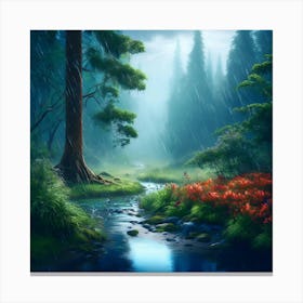 Rainy Day In A Forest 1 Canvas Print