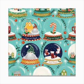 Christmas Snow Globe Blue Canvas Print