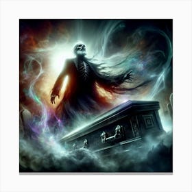 Skeleton In A Coffin Canvas Print