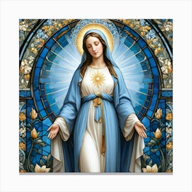 Stained Glass of Blessed Virgin Mary Canvas Print