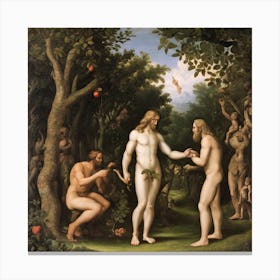 Birth Of Adam And Eve Canvas Print