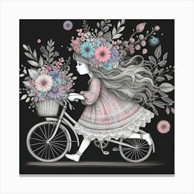 Little Girl On A Bike 1 Canvas Print