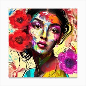 Woman With Flowers 2 Canvas Print