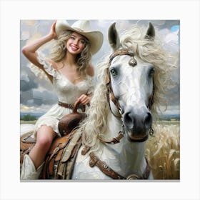 Cowgirl On Horse Canvas Print