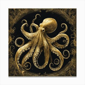 Mystic Depths Octopus In Black & Gold (5) Canvas Print