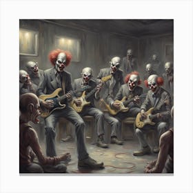 Clowns Playing Guitars Canvas Print
