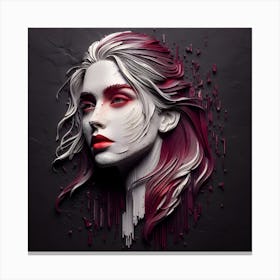 Beautiful Woman's Face - Embossed Artwork Canvas Print