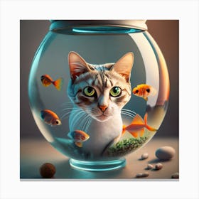 Cat In A Fish Bowl 16 Canvas Print