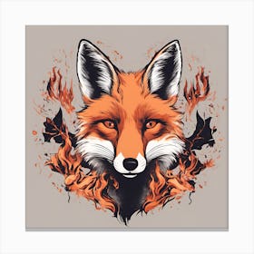 Fox On Fire Canvas Print