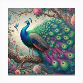 Peacock bird wall art Canvas Print