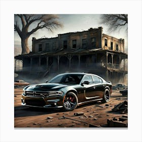 Hell Cat Black Charger Canvas Print