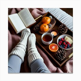 Warm Winter Evening On The Bed Canvas Print