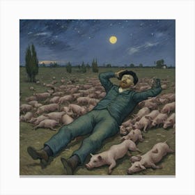 Pigs In The Field Canvas Print