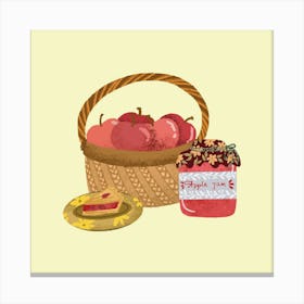 Apple and and basket of apple Canvas Print