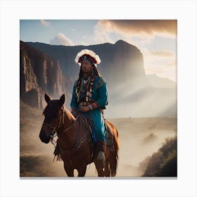 Indian Man On Horseback 5 Canvas Print