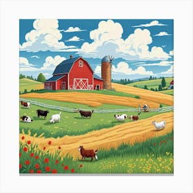 Grassland With Ship Art Print (1) Canvas Print