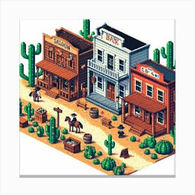 8-bit western town 2 Canvas Print