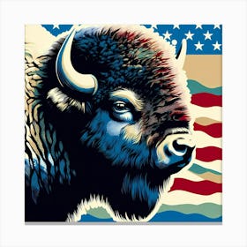 Bison - American Flag Canvas Print