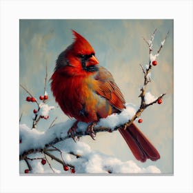 Cardinal In Snow 2 Canvas Print
