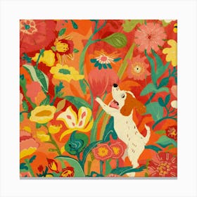 Dog In The Garden Canvas Print