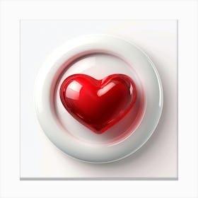 Red Heart On A White Background Canvas Print