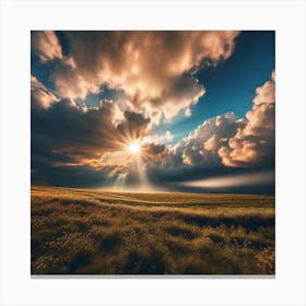 Sunrise Over A Field 3 Canvas Print