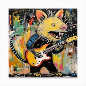 Rat Playing Guitar Canvas Print