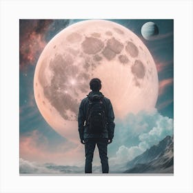 Man Looking At The Moon Canvas Print