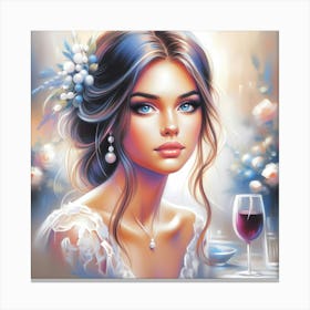 Bride With A Glass Of Wine Canvas Print