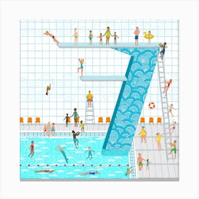 Swimming Pool Square Canvas Print