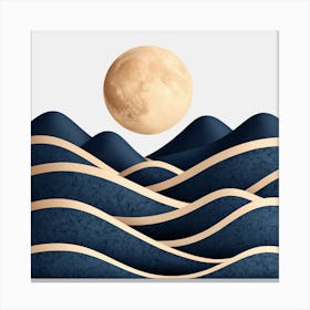 Moon And Waves 10 Canvas Print