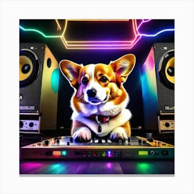 Corgi Dj 2 Canvas Print