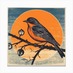 Retro Bird Lithograph Eastern Bluebird 2 Canvas Print