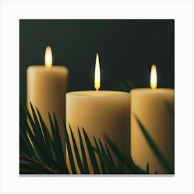 Three Candles On A Dark Background Canvas Print