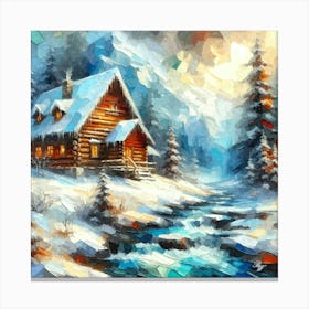 Oil Texture Log Cabin 3 Canvas Print