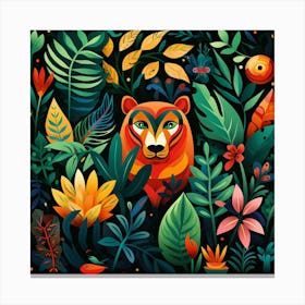Bear In The Jungle Canvas Print
