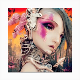 Girl With A Robot Head Canvas Print