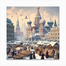 Moscow Winter Market Canvas Print