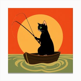 Cat Fishing In A Boat 1 Canvas Print