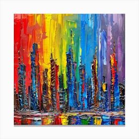 Rainbow City Skyline Canvas Print