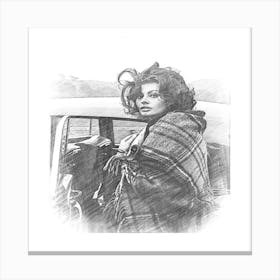 Woman In A Car Canvas Print