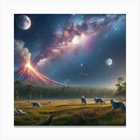 Wolf Galaxy Volcano 2 Canvas Print
