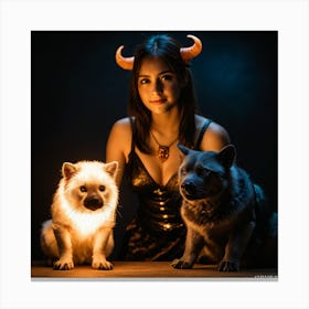 Dark Magic Glowing Beast Master Girl 14 Canvas Print