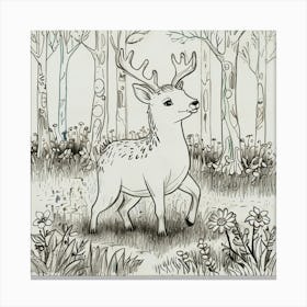 Deer In The Woods 75 Canvas Print