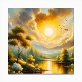 Sunset By The Lake 1 Canvas Print