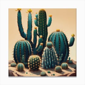 Cacti Family Portrait Canvas Print