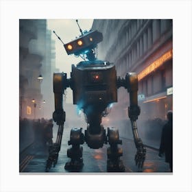 Robot On A City Street 1 Canvas Print