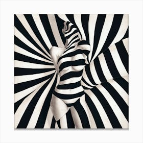 Black And White Striped Nude (4) Canvas Print