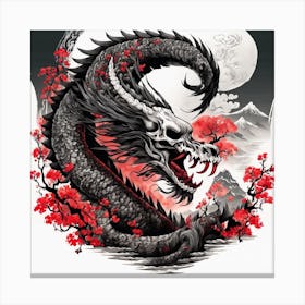 Chinese Dragon Mountain Ink Painting (45) Canvas Print